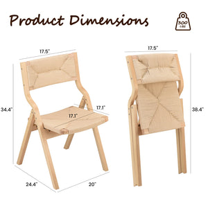 English Elm Recliner Foldable Rattan Upholstered Rocker Chair with Side Pocket, Ergonomic 110°–160° Recline, Natural Wood Finish T3623P380465
