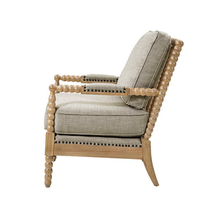JLA Home Madison Park - Turned Wood Frame Armchair with Spindle Open-Back, Plush Layered Foam, Bronze Nailhead Trim Accent MP100-0785