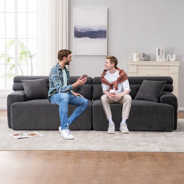 English Elm LY-029 Modular Gray Compression Sofa — 4-Seater L-Shaped Chenille, High-Density Foam, Elegant Comfort W2231S00021