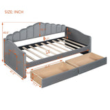 English Elm Twin Size Upholstered Daybed With 2 Drawers ,Velvet Sofabed With Usb Charging Ports,No Box-Spring Needed,Gray