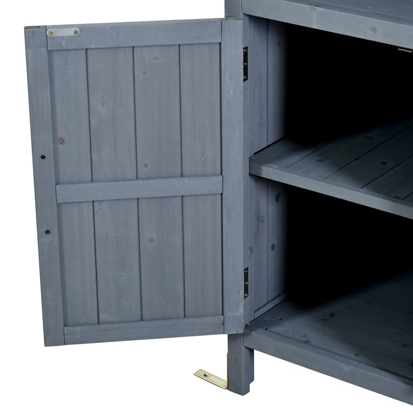 English Elm (with Hutch) Topmax Solid Fir Outdoor Potting Bench Station Cabinets Drawers Patio Garden Gray N717P404332E