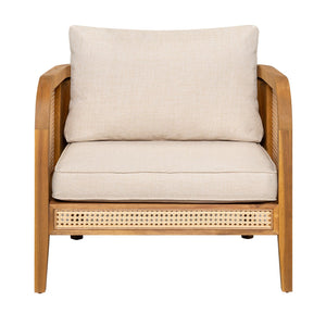 English Elm Christopher Knight Home® - Kirkby Outdoor Cushioned Arm Chair – Timeless Acacia Wood & Wicker Design For Lasting Comfort N775P265894T