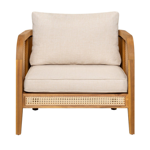 English Elm Christopher Knight Home® - Kirkby Outdoor Cushioned Arm Chair – Timeless Acacia Wood & Wicker Design For Lasting Comfort N775P265894T