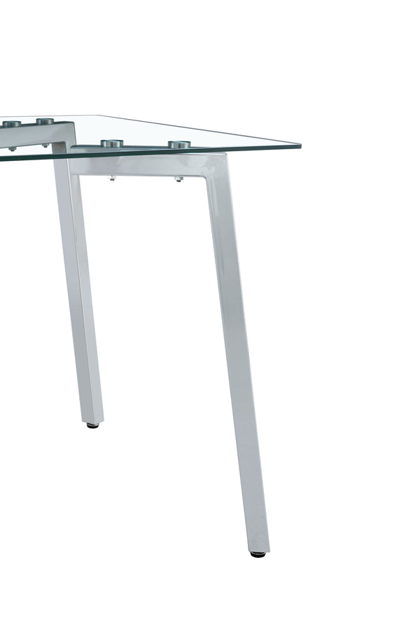 English Elm Glass Dining Table - Elegant Transparent Design With Sturdy Chrome Legs - Modern & Versatile For Any Space W370S00053