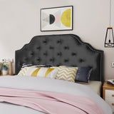 Hearth and Haven Queen & Full Sized Headboard with Button-Tufted Textures and Diamond Stitching, Black 57877.00NVLTBLK