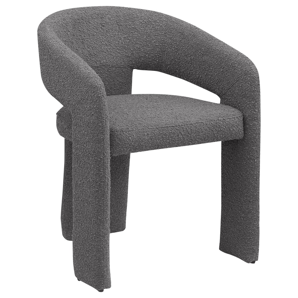 English Elm Cedral Grey Boucle Dining Arm Chair Set of 2 — Modern 3-Legged Upholstered Seats, Rounded Back Comfort, Stylish Contemporary Design B062P299826