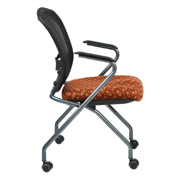 OSP Home Furnishings Deluxe Pro-line Ii Folding Nesting Armchair with Mesh Back and Lumbar Support Marigold 84440-K111