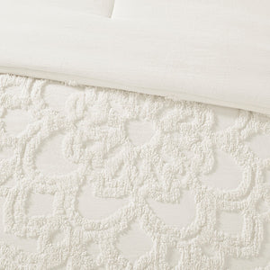 English Elm 3-Piece Tufted Cotton Chenille Medallion Comforter Set Full/Queen - Boho Shabby Chic OEKO-TEX Certified, All-Season Comfort Off White 23.62 L x 19.29 W x 11.81 H B03597074