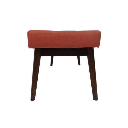 English Elm Mid-century Button Tufted Ottoman with Walnut Tapered Legs for Living Room Bedroom Coral N778P440482C
