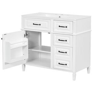 English Elm 36-Inch Modern Bathroom Vanity With Ceramic Sink, Durable Wood Frame, Adjustable Storage & Sleek Design N725P350849K