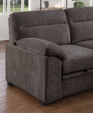 English Elm Kipling Chenille Sleeper Sectional with Storage Chaise and Usb Console Charging Brown B061S00959