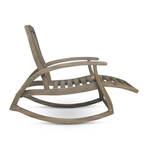 English Elm Christopher Knight Home® - Outdoor Acacia Wood Rocking Chair with Retractable Footrest, Durable Weather-Resistant Porch Patio Seating Comfortably Grey 63337.00GRY