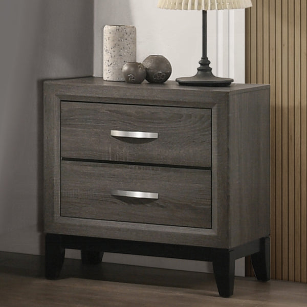 English Elm Transitional Rustic Two-Drawer Nightstand with Ample Storage, Solid Wooden Build and Easy Assembly Gray 20 L x 27 W x 25 H B2741P323123