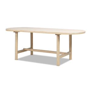 English Elm Milo Oval Reclaimed Pine Dining Table Seats 8 with Cerused Finish Open Stretcher Base B2719P485498