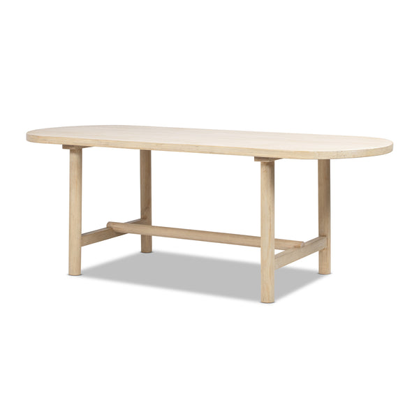 English Elm Milo Oval Reclaimed Pine Dining Table Seats 8 with Cerused Finish Open Stretcher Base B2719P485498