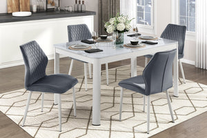 English Elm Modern Velvet Side Chairs Set of 2 — Upholstered Comfort, White Metal Legs, Sleek Dining Accent Piece Dark Gray 26.5 L x 23 W x 20.75 H B011P284952
