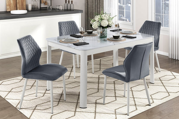 English Elm Modern Velvet Side Chairs Set of 2 — Upholstered Comfort, White Metal Legs, Sleek Dining Accent Piece Dark Gray 26.5 L x 23 W x 20.75 H B011P284952