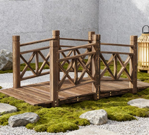 English Elm Garden Arched Wood Footbridge Solid Fir Pine Backyard Pond Creek Zen Outdoor T3971P420736