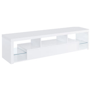 English Elm Lance Glossy White Three Piece Entertainment Center with Glass Shelves for Living Room B062S01736