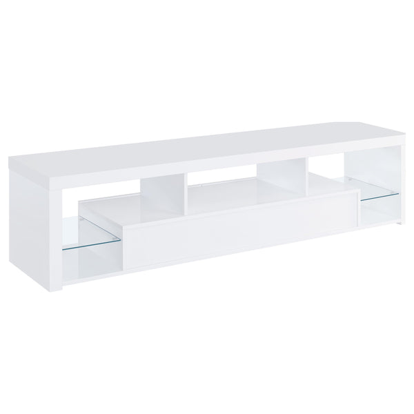 English Elm Lance Glossy White Three Piece Entertainment Center with Glass Shelves for Living Room B062S01736