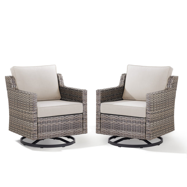 English Elm 73.2" Outdoor Handwoven Rattan 3 Seat Sofa with Olefin Cushions for Porch or Patio Beige T3773P416341