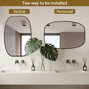English Elm 24x36 Matte Metal Framed Oval Wall Mirror with Hd Glass for Bath or Entryway Black W2203P474694