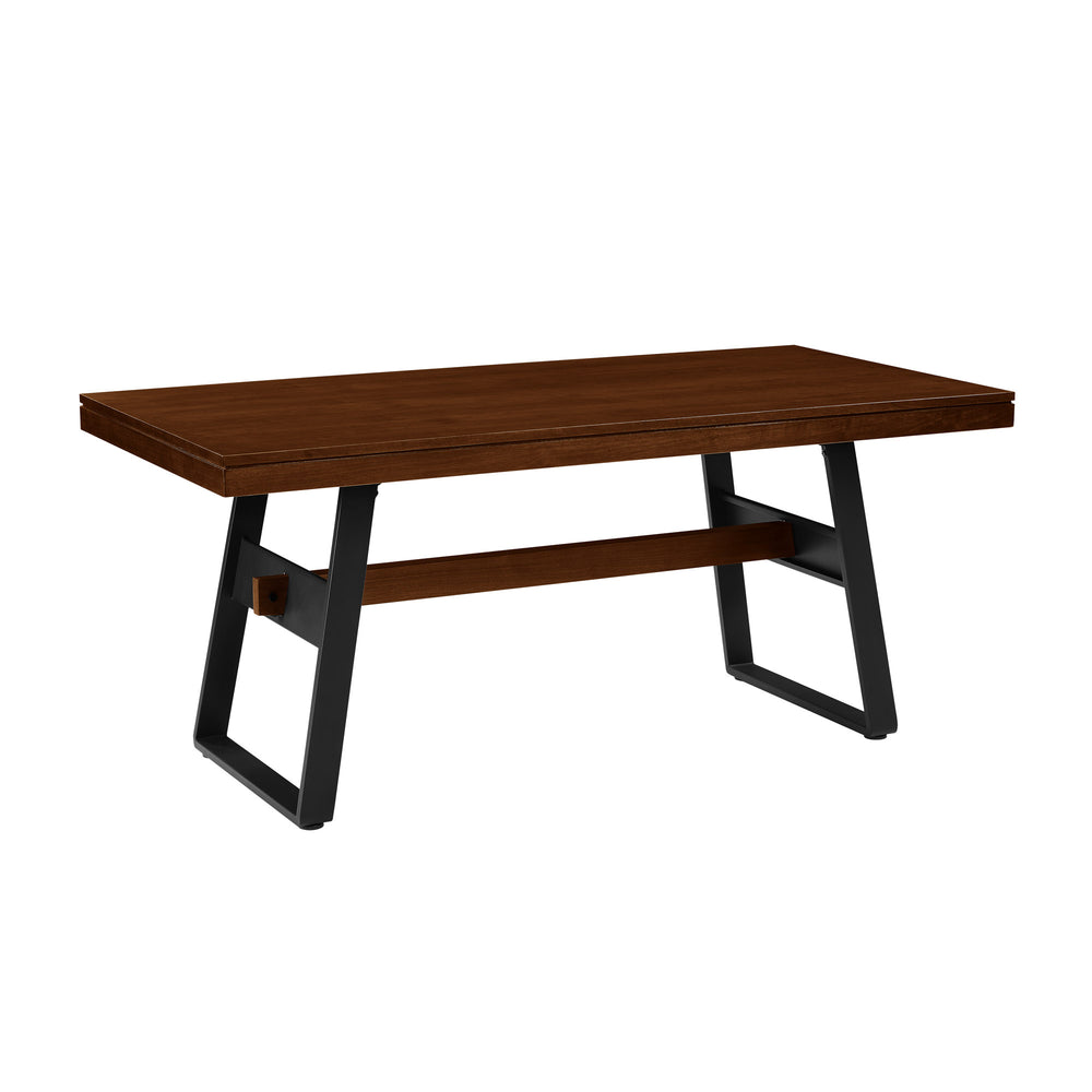 English Elm Walker Edison - Modern Industrial Metal & Wood Large Dining Table Dark Walnut – Seats 6-8, Warp-Resistant Veneer, Adjustable Feet, Versatile Desk Option B185P169206