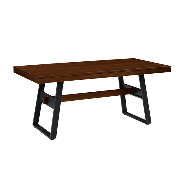 English Elm Walker Edison - Modern Industrial Metal & Wood Large Dining Table Dark Walnut – Seats 6-8, Warp-Resistant Veneer, Adjustable Feet, Versatile Desk Option B185P169206