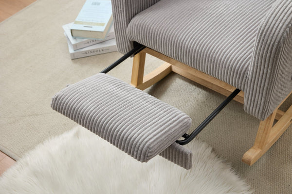 English Elm Modern Upholstered Rocking Chair With Solid Wood Legs, High Backrest, Side Pocket For Comfort & Style P2 W2725P276807-GIGA