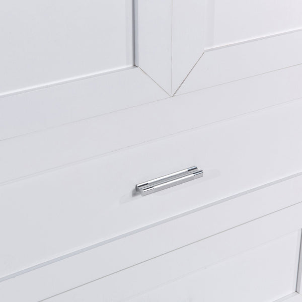 English Elm Tall White Mdf Bathroom Storage Cabinet with Adjustable Shelves and Two Lower Drawers N725S178675K