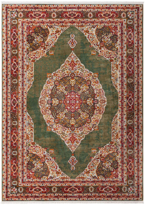 Unique Loom Baracoa Regla Machine Made Border Rug Green, Blue/Ivory/Olive/Orange/Red/Yellow 8' 0" x 11' 0"