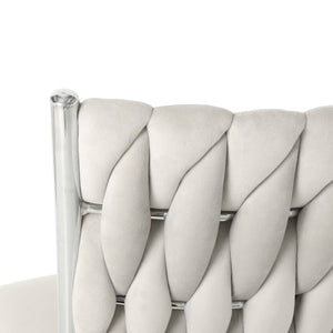 English Elm Modern Velvet Upholstered Dining Chairs Set of 2 with Electroplated Legs for Kitchen Light Gray W210P301594