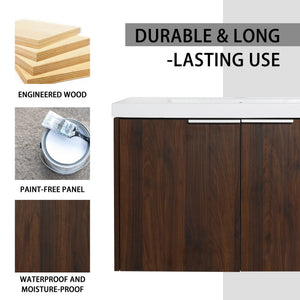 English Elm Soft Soft Close Doors Bathroom Vanity With Sink 30" x18" KD Cabinet Soft-Close Doors Open Shelf Storage W99952551
