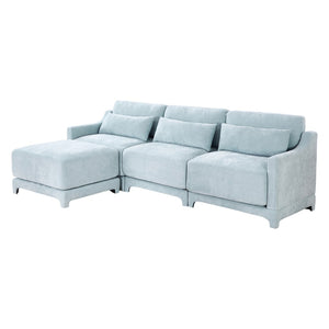English Elm Three-Seater Chenille Sofa With Movable Ottomans - Stylish Comfort For Living Rooms & Studies W714S01207-GIGA