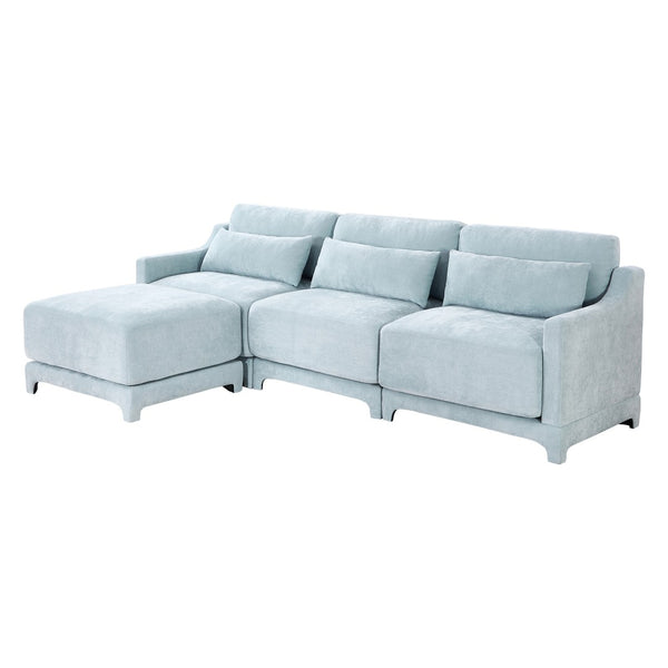 English Elm Three-Seater Chenille Sofa With Movable Ottomans - Stylish Comfort For Living Rooms & Studies W714S01207-GIGA