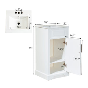 English Elm Fully Assembled 18'' Freestanding Bathroom Vanity With Eco-Friendly Top & Dual Handle Options W1826P347105