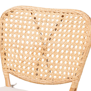 English Elm Modern Woven Rattan Dining Chair with Sculptural Back for Bohemian Coastal Spaces B2750P470034