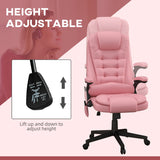 English Elm Homcom High Back Vibration Massage Office Chair With 6 Vibration Points, Heated Reclining Pu Leather Computer Chair With Armrest and Remote, Pink