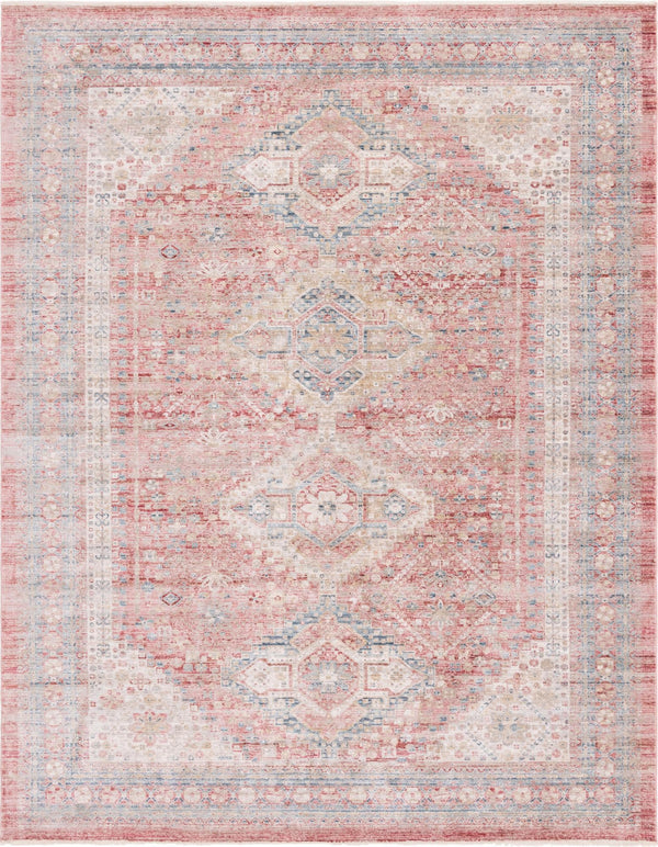 Unique Loom Noble Elizabeth Machine Made Medallion Rug Rose Rust, Beige/Ivory/Gray/Navy Blue/Puce 10' 0" x 13' 5"