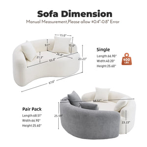 English Elm LY-042 Zen-Inspired S-Curved Dual-Depth Loveseat with Chenille Upholstery, Ready-to-Use Comfort White W2231P329713
