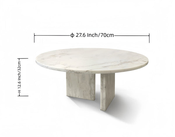 English Elm White Genuine Marble Coffee Table Set – Elegant Round Design For Stylish Living Room & Lounge Decor W1696P262765-GIGA
