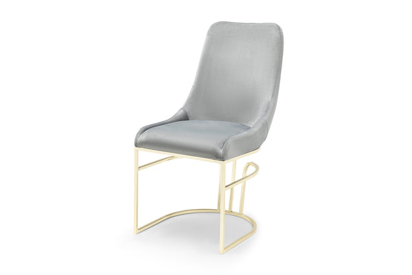 English Elm Emrald Luxe 2Pc Dining Chairs In Gray Velvet With Gold Legs – Modern Comfort For Chic Spaces B009P298423