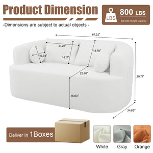 English Elm Loveseat Chenille Upholstered Sofa Compact Foam Seating for Small Apartments and Dens Beige W5385P454888