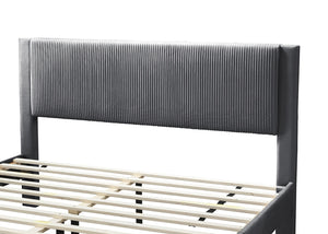 English Elm Contemporary Corduroy Upholstered Full Platform Bed with Storage Drawer Charcoal B011P418589