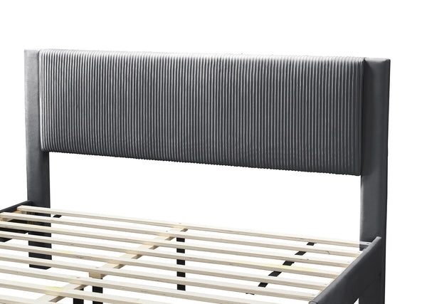 English Elm Contemporary Corduroy Upholstered Full Platform Bed with Storage Drawer Charcoal B011P418589