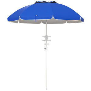 English Elm Outsunny 5.7' Portable Beach Umbrella With Uv40+ Protection, Adjustable Height & Built-In Cup Holders W2225P200535-GIGA