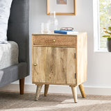 Christopher Knight Home® - Noble House - Lytle Boho Handcrafted Mango Wood Nightstand With Storage, Natural