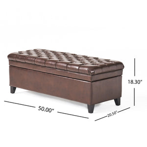 English Elm Christopher Knight Home® - Juliana Storage Ottoman - Elegant Tufted Faux Leather Bench With Hidden Storage For Your Home 57741.00BRN