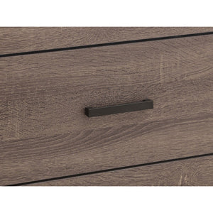 English Elm Brantford Barrel 2-Drawer Nightstand with Rustic Barrel Finish, Matte Bronze Handles, Ample Storage Oak B062P344906