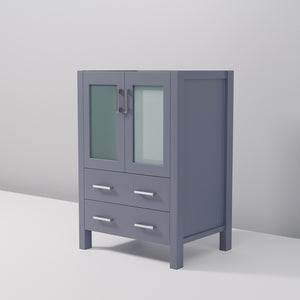 English Elm Dark Grey Wood Bath Vanity 24" Compatible Top, Soft-Close Drawers, Full Storage, Fully Assembled B2731P260410